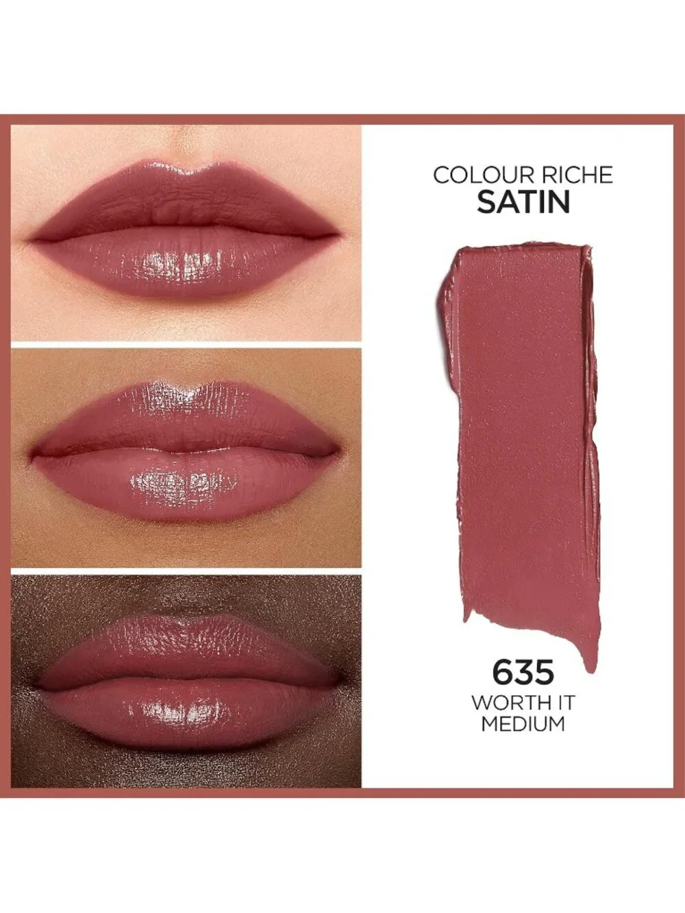 L'Oreal Paris Worth It Medium Colour Riche Hydrating Lip Original Satin Lipstick